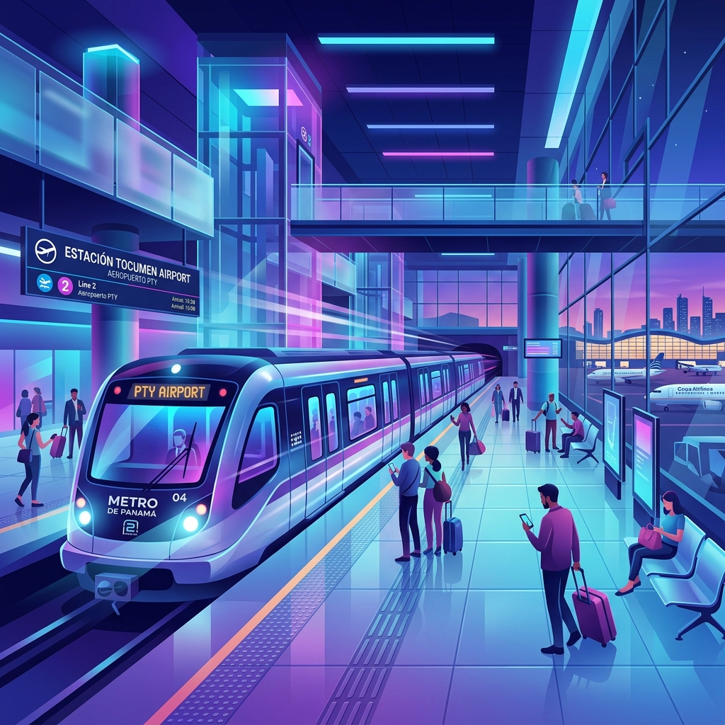 Metro de Panamá llegando al Aeropuerto de Tocumen PTY
